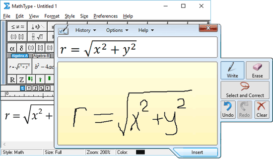 Recognizes handwritten math