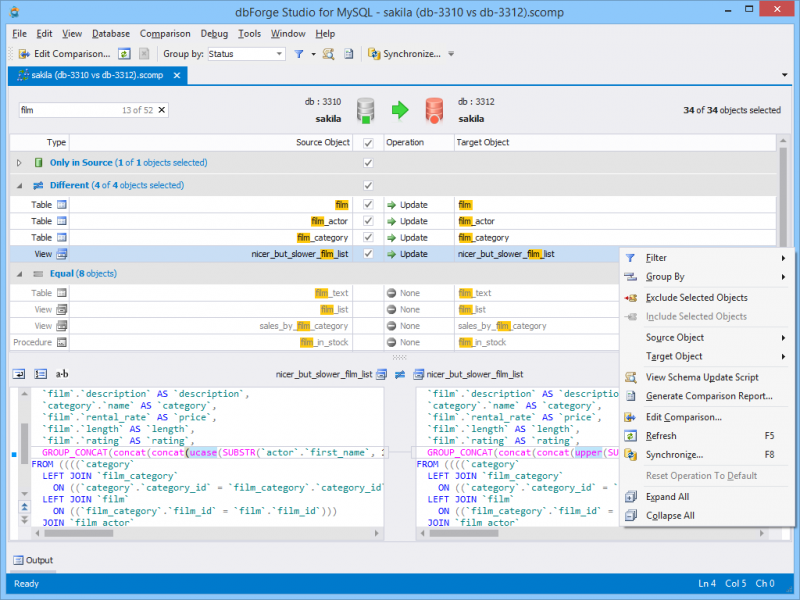 Database Compare and Sync