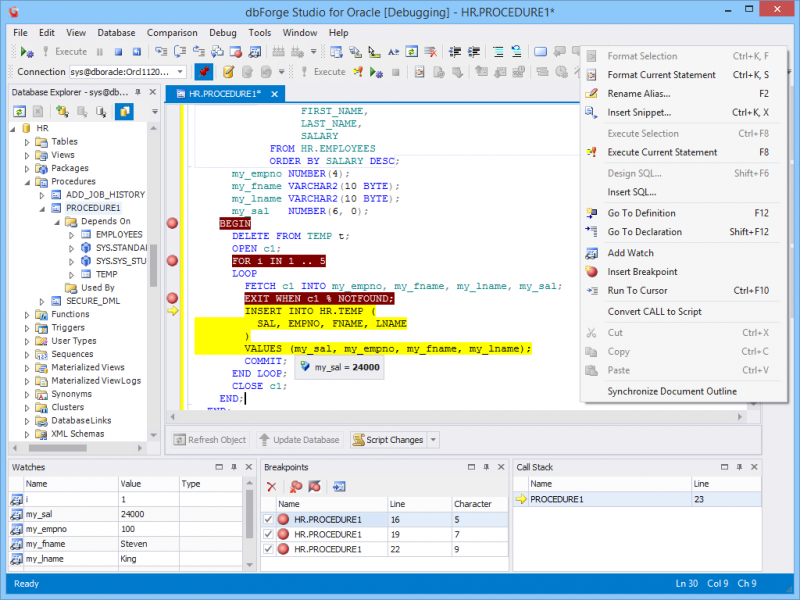 Oracle PL/SQL Debugger