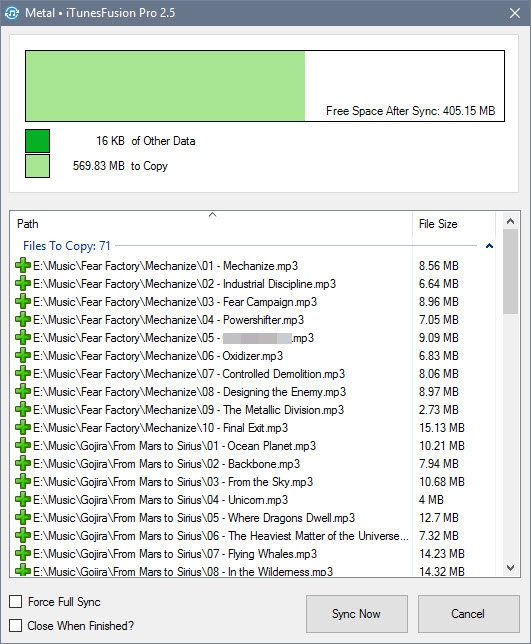 Sync > File Details