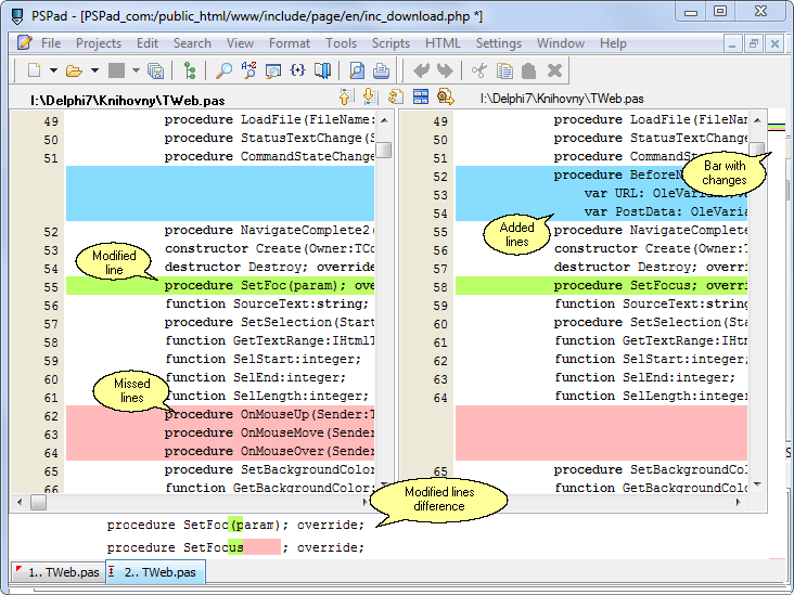 Text compare with differences highlighted