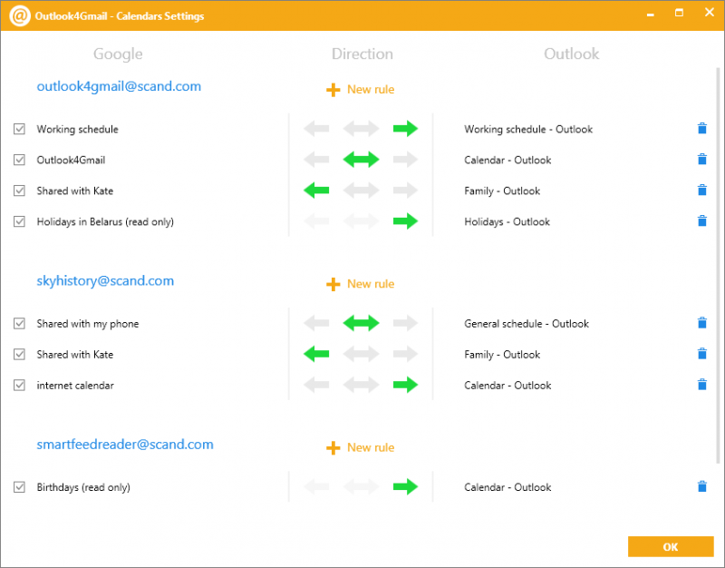 Calendars Settings