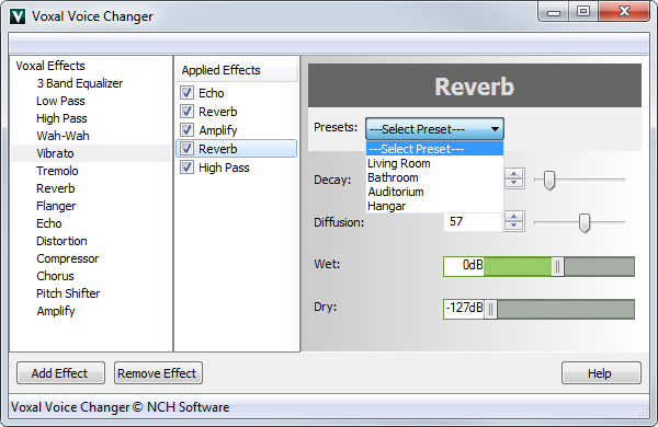 Adjust the settings and order of vocal effects in the effect chain.