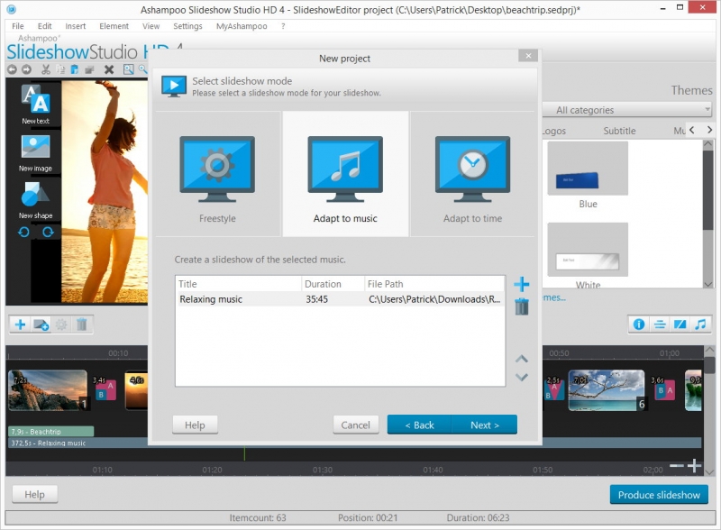 Adapt the length of your slideshow to your music