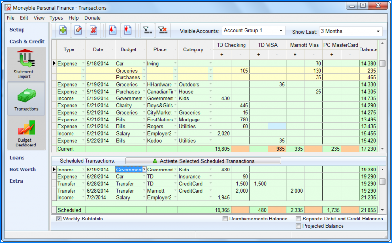 Transaction Review and Editing in a spreadsheet