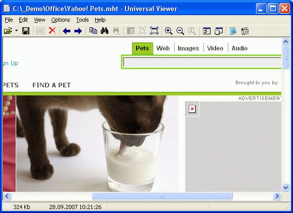 Saved webpage is shown