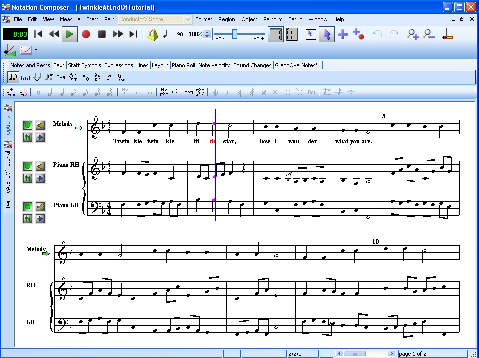 Notation Composer 4 Երաժշտության նշագրման ծրագրակազմ