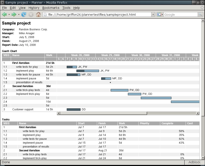 Example of exported HTML Example of exported HTML
