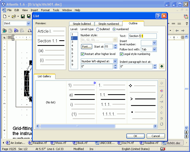 atlantis word processor scroll bar