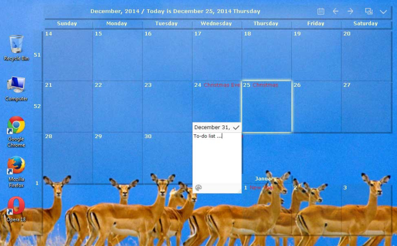 Desktop Calendar on your windows desktop