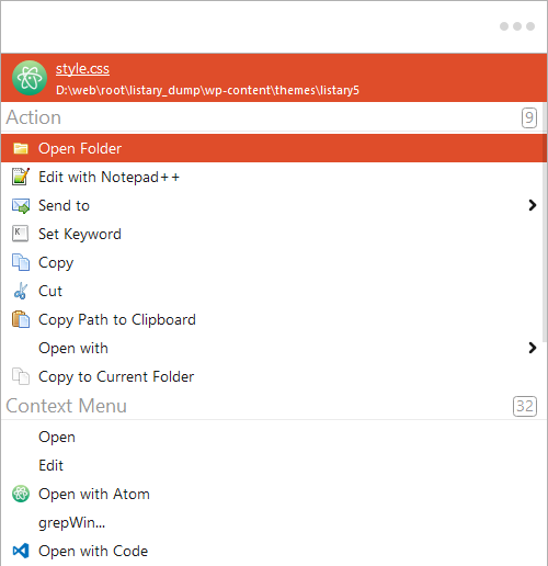 Actions & Context Menus