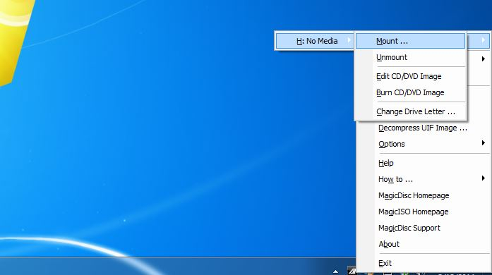 Using MagicDisc to mount CD/DVD image