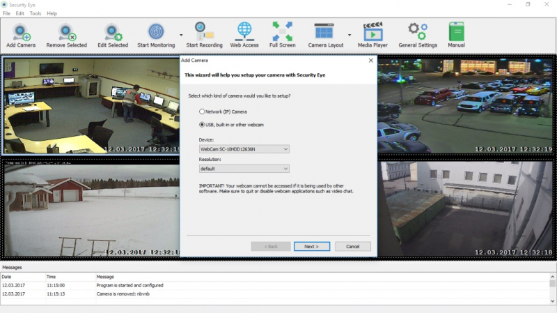USB or integrated webcam can be added as a video source.