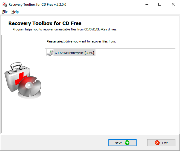 Select the drive to recover data