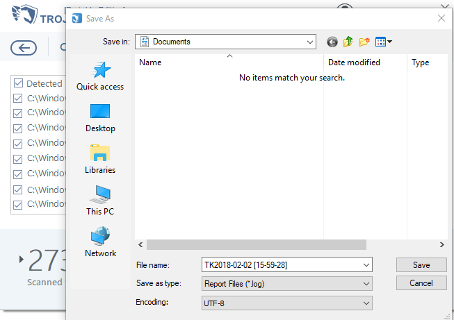 Retrieving scan log file
