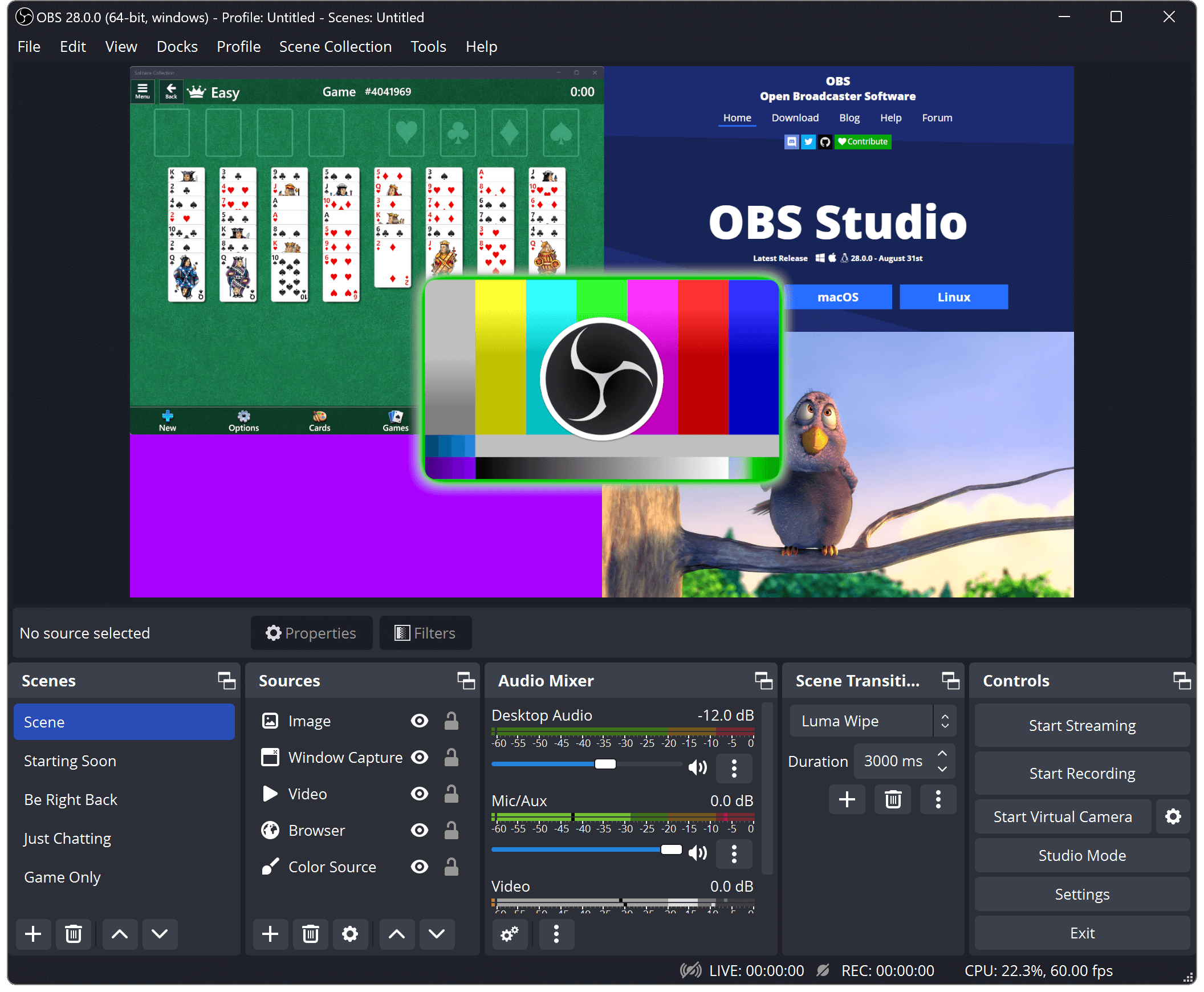 Captura de janela do Obs Studio 22.0.2 não funciona. - Programas