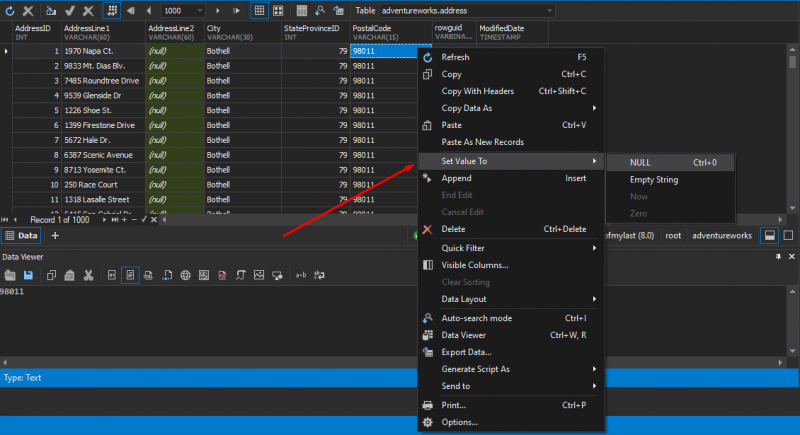 Editing SQL data