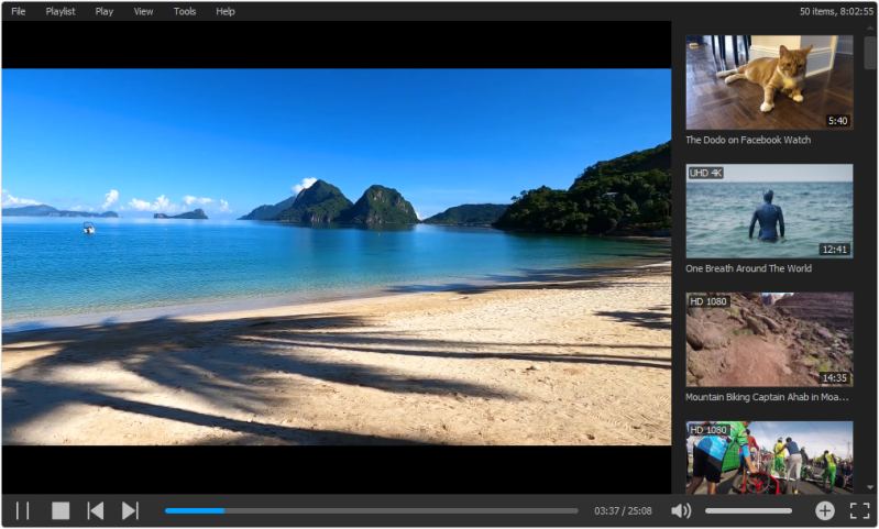 Playing + playlist bar
