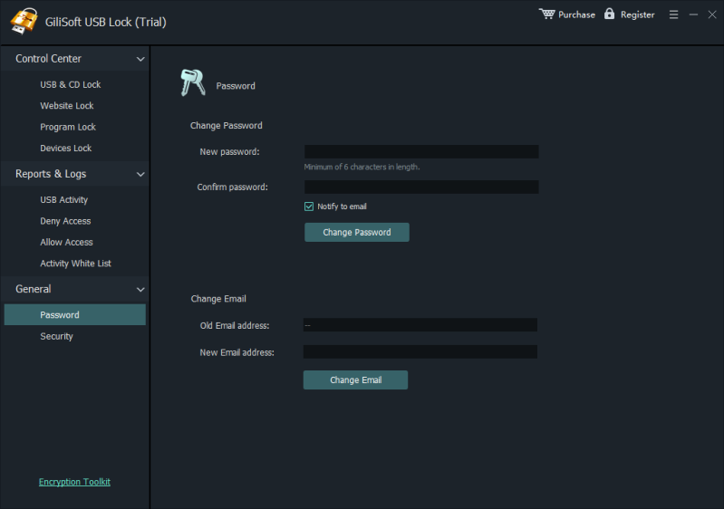 Set password and recovery options